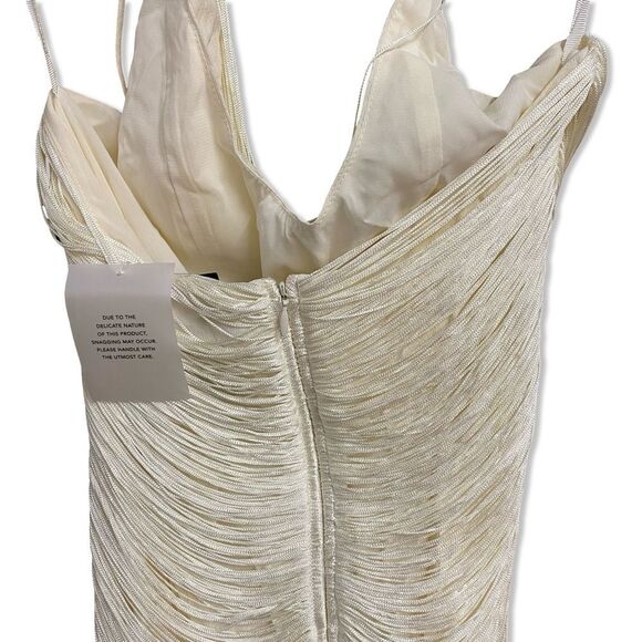 Michael Costello REVOLVE Skylar Mini Dress white ivory Halter fringe XS - Picture 6 of 11